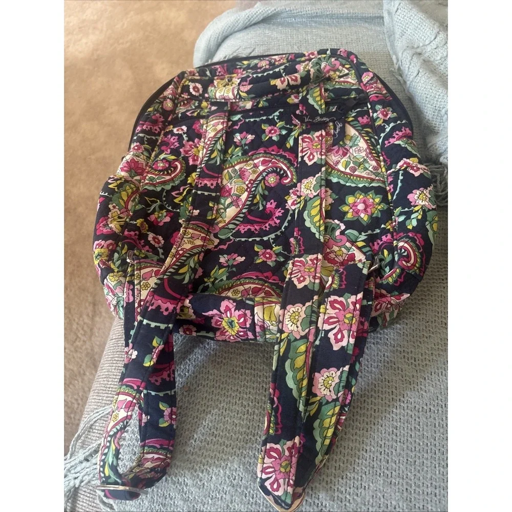 Vera Bradley Petal Paisley Backpack Small Navy Pink Green Cute